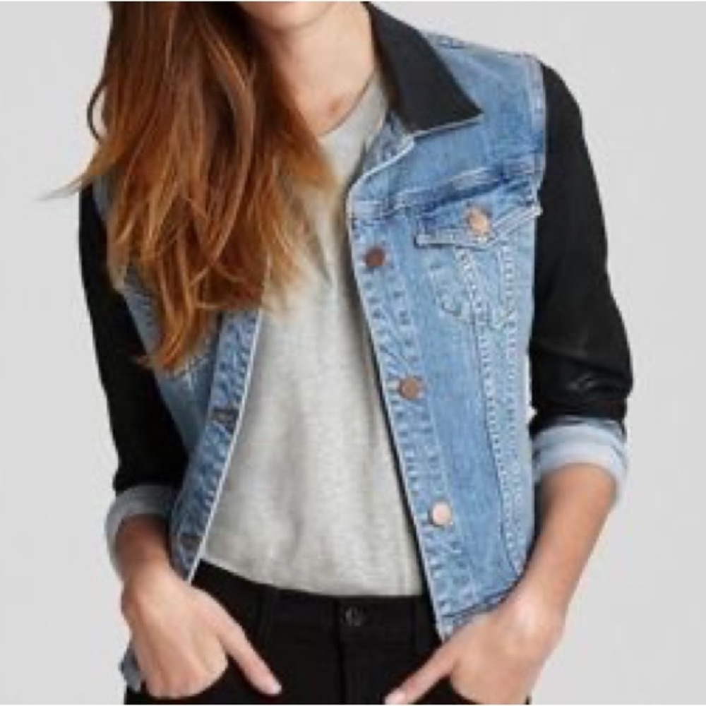 J Brand Denim jacket with waxed sleeves